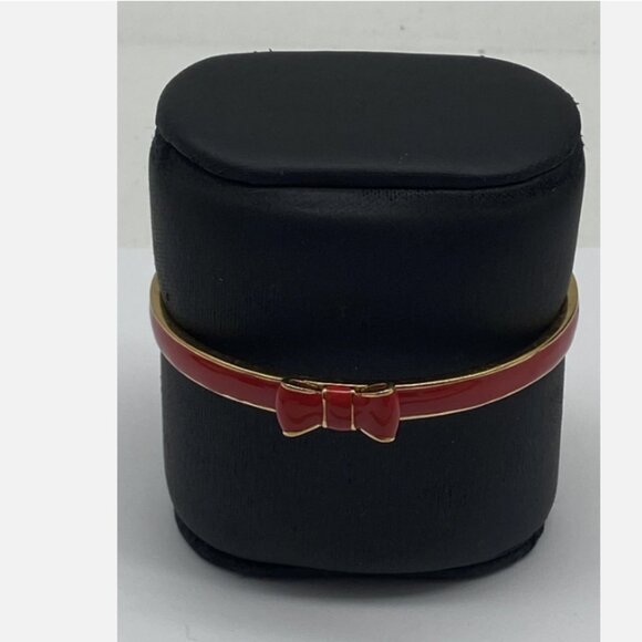 Kate Spade gold Tone Red Enamel Bow 2 7/8" Bangle Bracelet - Picture 2 of 5